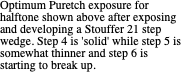 Optimum Puretch exposure for halftone