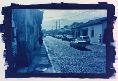 cyanotype on surface gampi